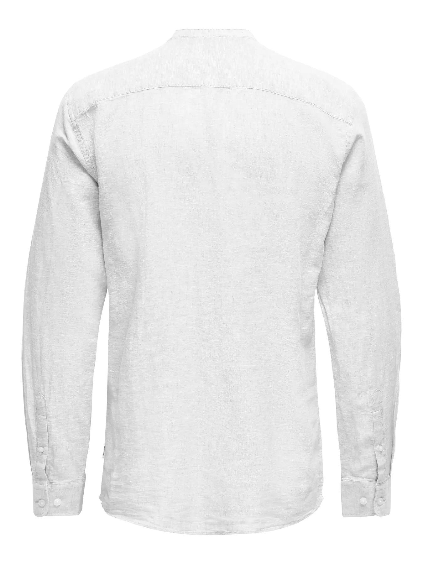 CAMICIA IN MISTO LINO CON COLLO COREANA - col. Bianco