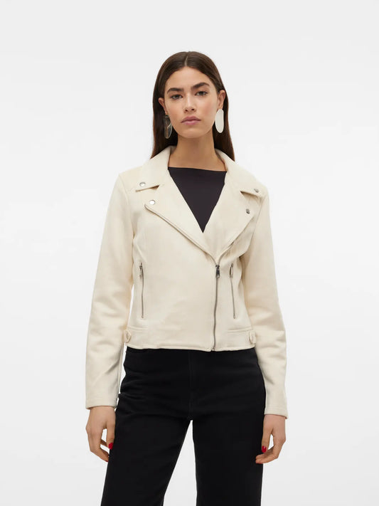 Vero Moda JOSE - Giacca in similpelle - bianco panna