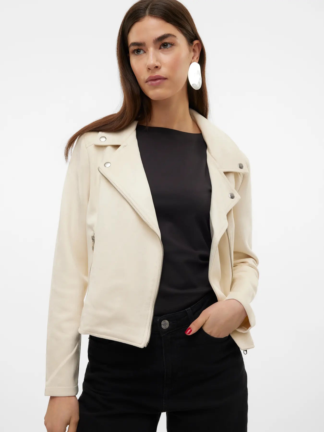 Vero Moda JOSE - Giacca in similpelle - bianco panna