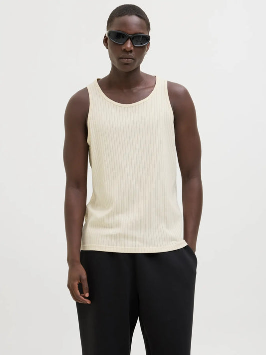 JACK & JONES CORE CANOTTIERA GIROCOLLO - Col. Bianco panna