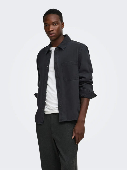 ONLY & SONS GIACCA CAMICIA RELAXED - Nero