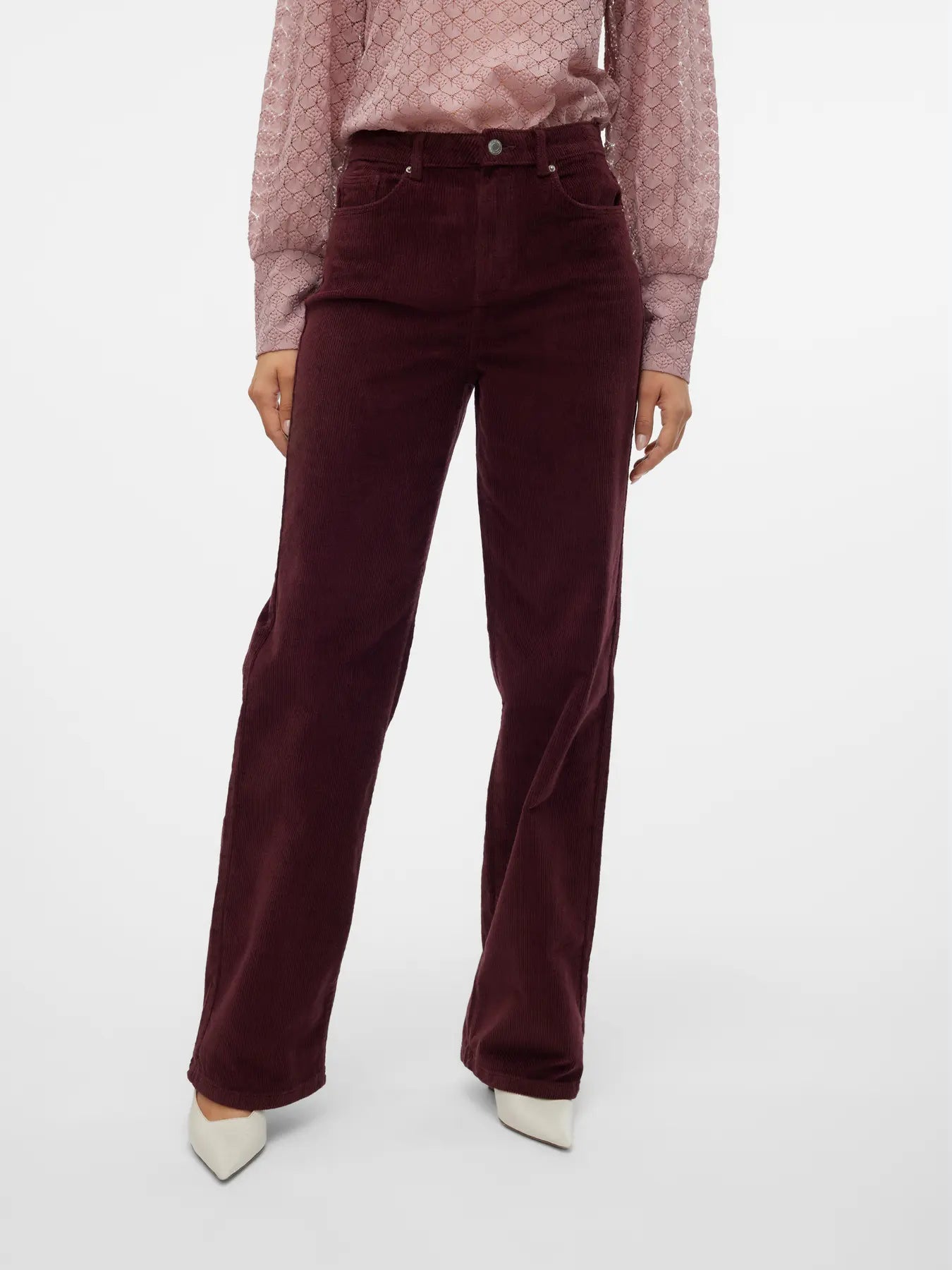 Vero Moda Pantalone in velluto TESSA - Col. bordeaux