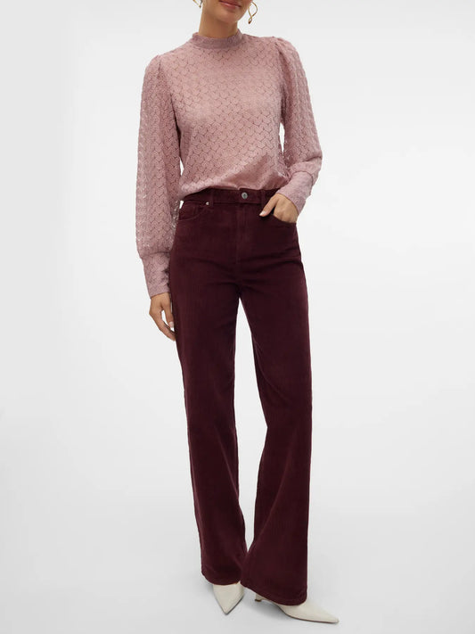 Vero Moda Pantalone in velluto TESSA - Col. bordeaux