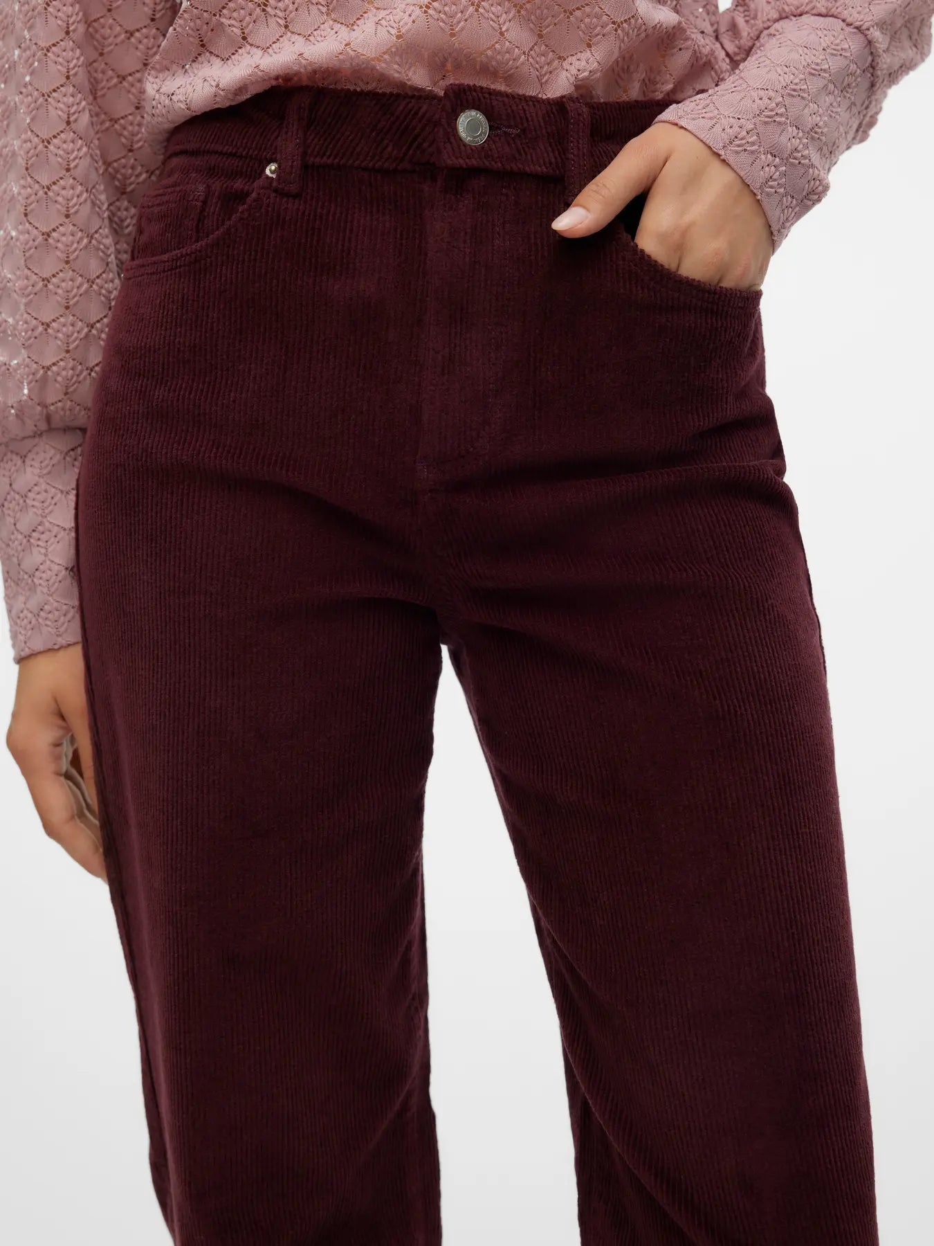 Vero Moda Pantalone in velluto TESSA - Col. bordeaux