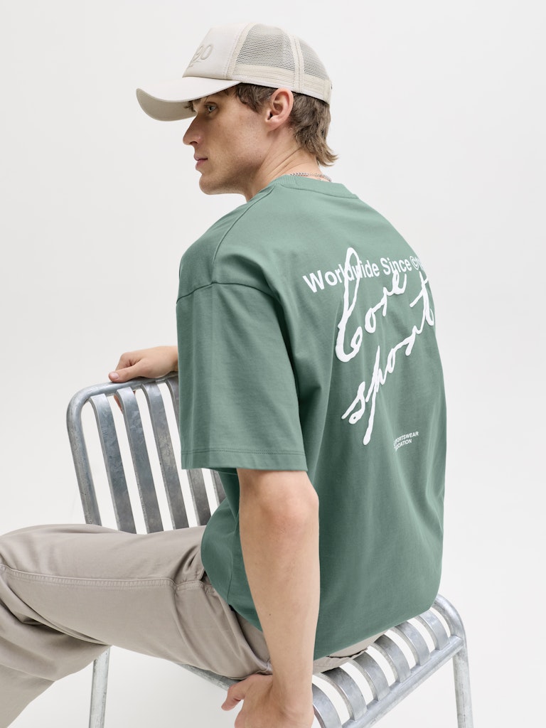 JACK & JONES T-SHIRT "SCRIPT" - Col. verde acqua