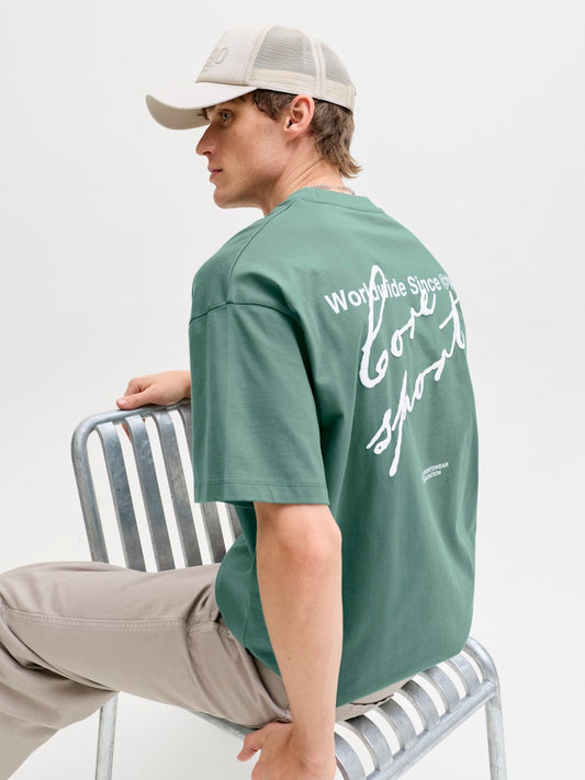 JACK & JONES T-SHIRT "SCRIPT" - Col. verde acqua