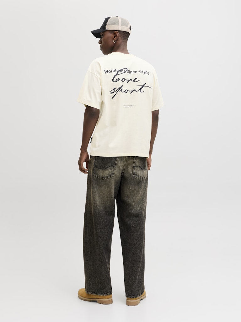 JACK & JONES T-SHIRT "SCRIPT" - Col. bianco panna