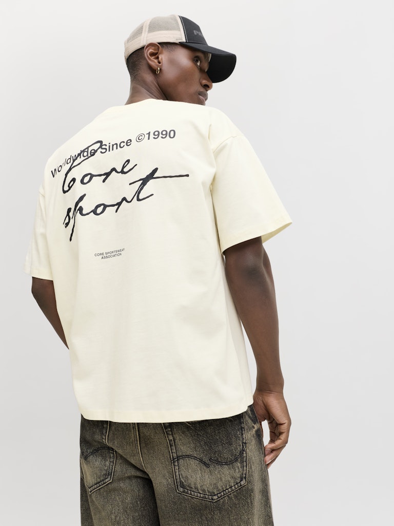 JACK & JONES T-SHIRT "SCRIPT" - Col. bianco panna