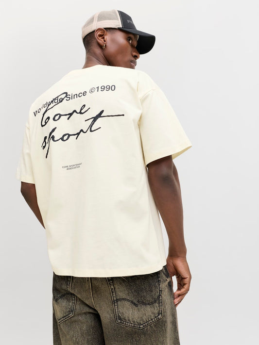 JACK & JONES T-SHIRT "SCRIPT" - Col. bianco panna