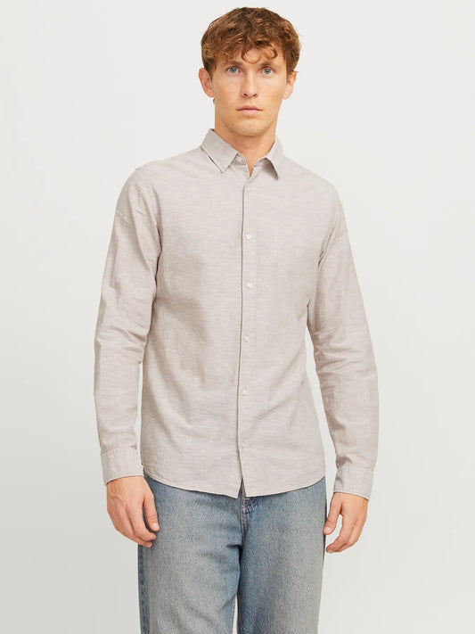 JACK & JONES CAMICIA IN MISTO LINO SLIM FIT - col. Beige
