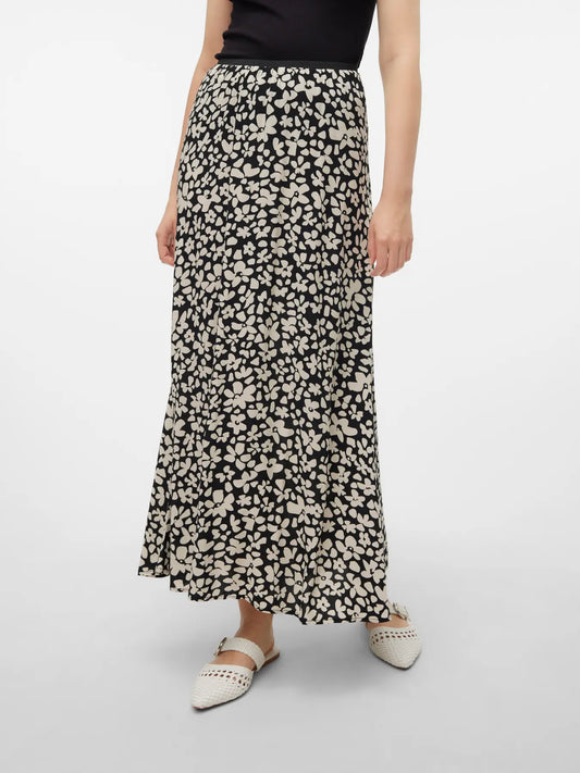 VERO MODA Gonna floreale 'VMAlba' in bianco / nero