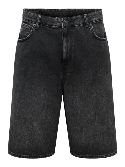 BERMUDA IN JEANS BAGGY - Col. nero