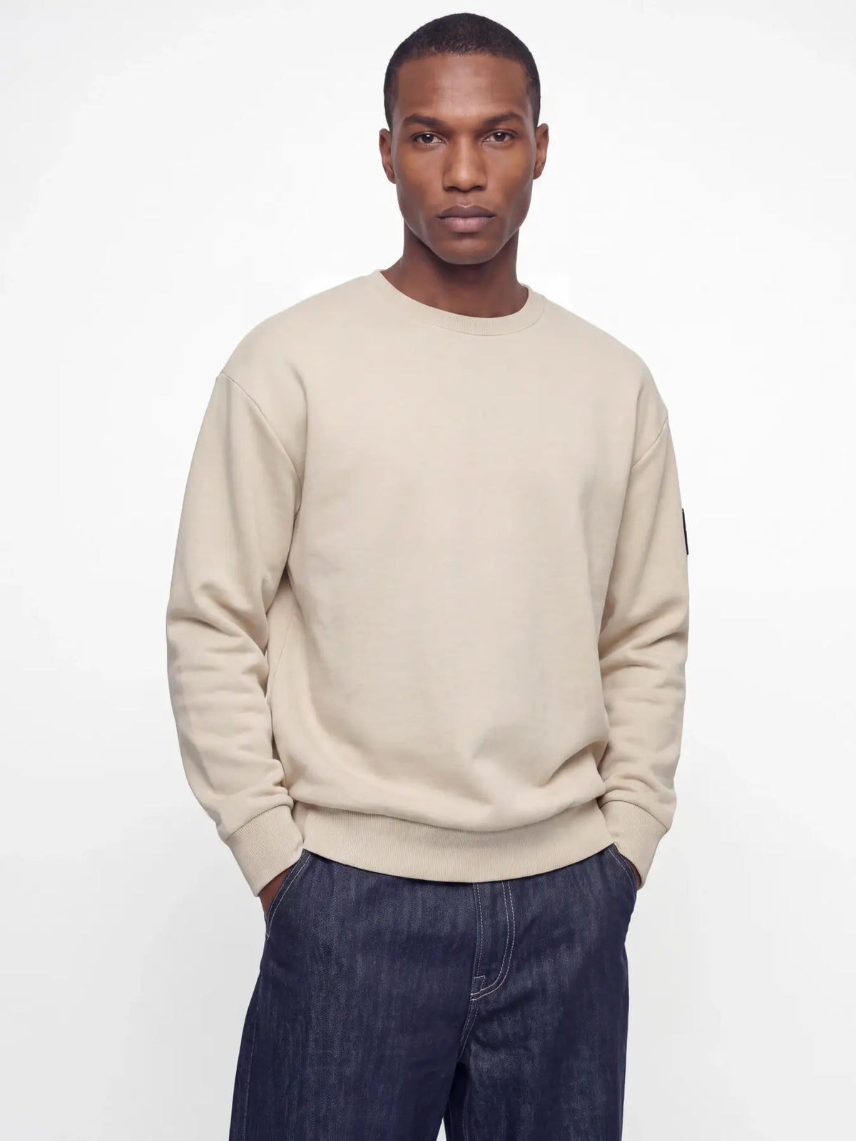 JACK & JONES FELPA SENZA CAPPUCCIO "JJCLEVELAND" - Beige