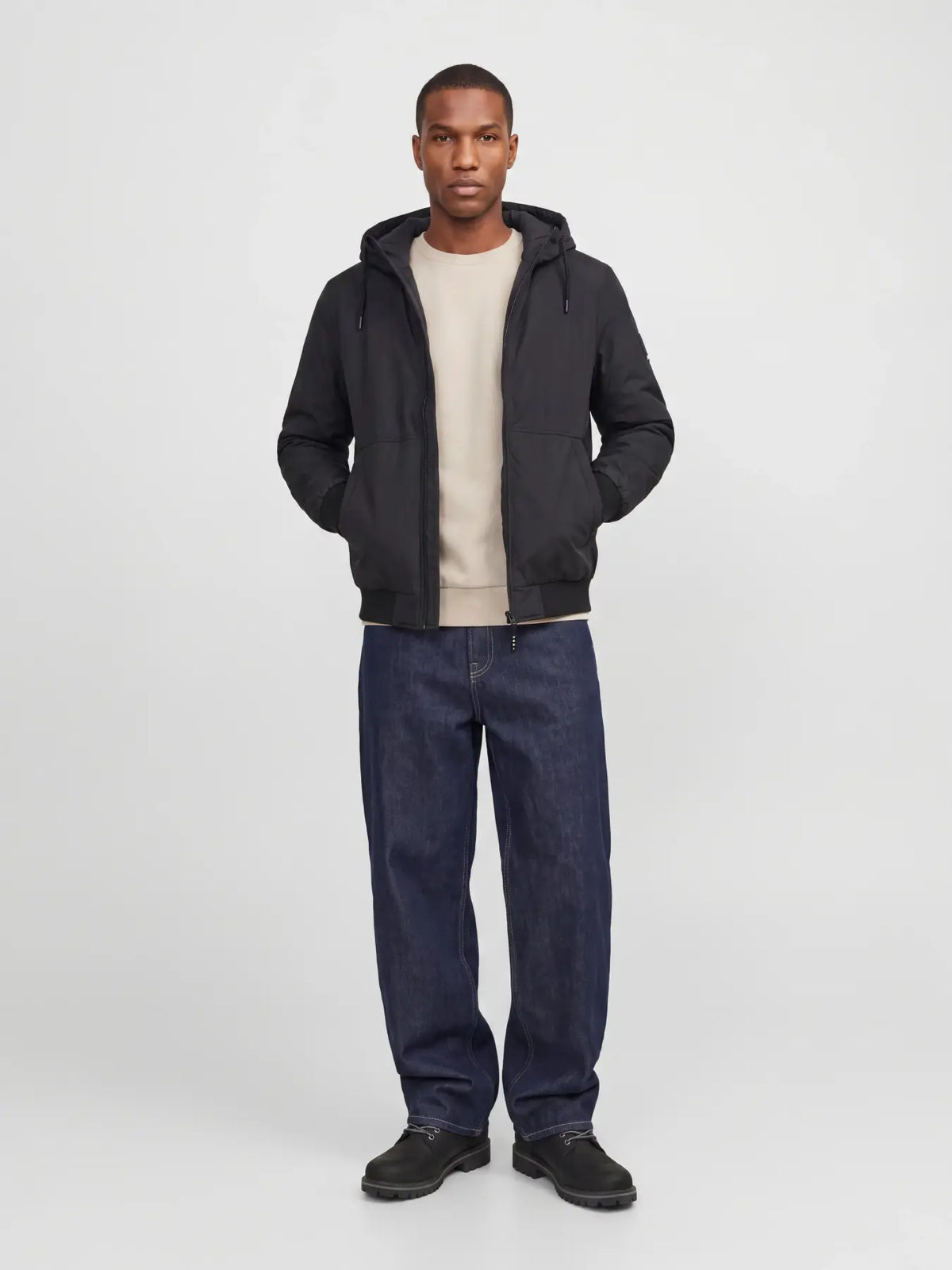JACK & JONES FELPA SENZA CAPPUCCIO "JJCLEVELAND" - Beige