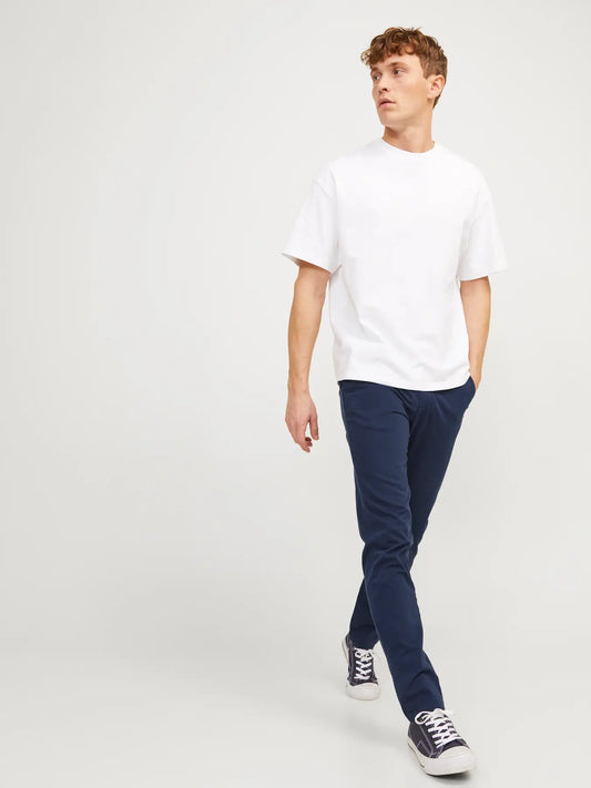 JACK & JONES PANTALONI JPSTMARCO BOWIE CHINO - Blu