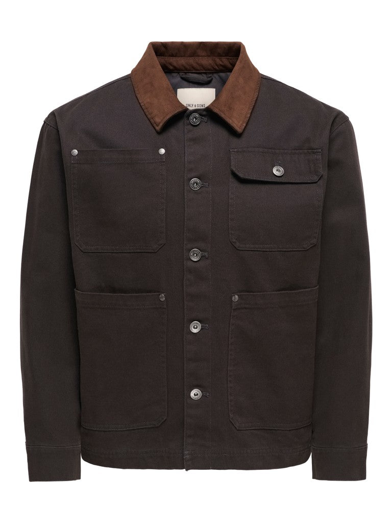 ONLY &SONS Giubbino con colletto scamosciato a contrasto e tasconi frontali