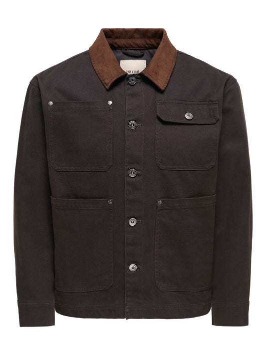 ONLY &SONS Giubbino con colletto scamosciato a contrasto e tasconi frontali