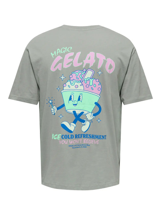 ONLY & SONS T-SHIRT MAGIC GELATO - Limestone