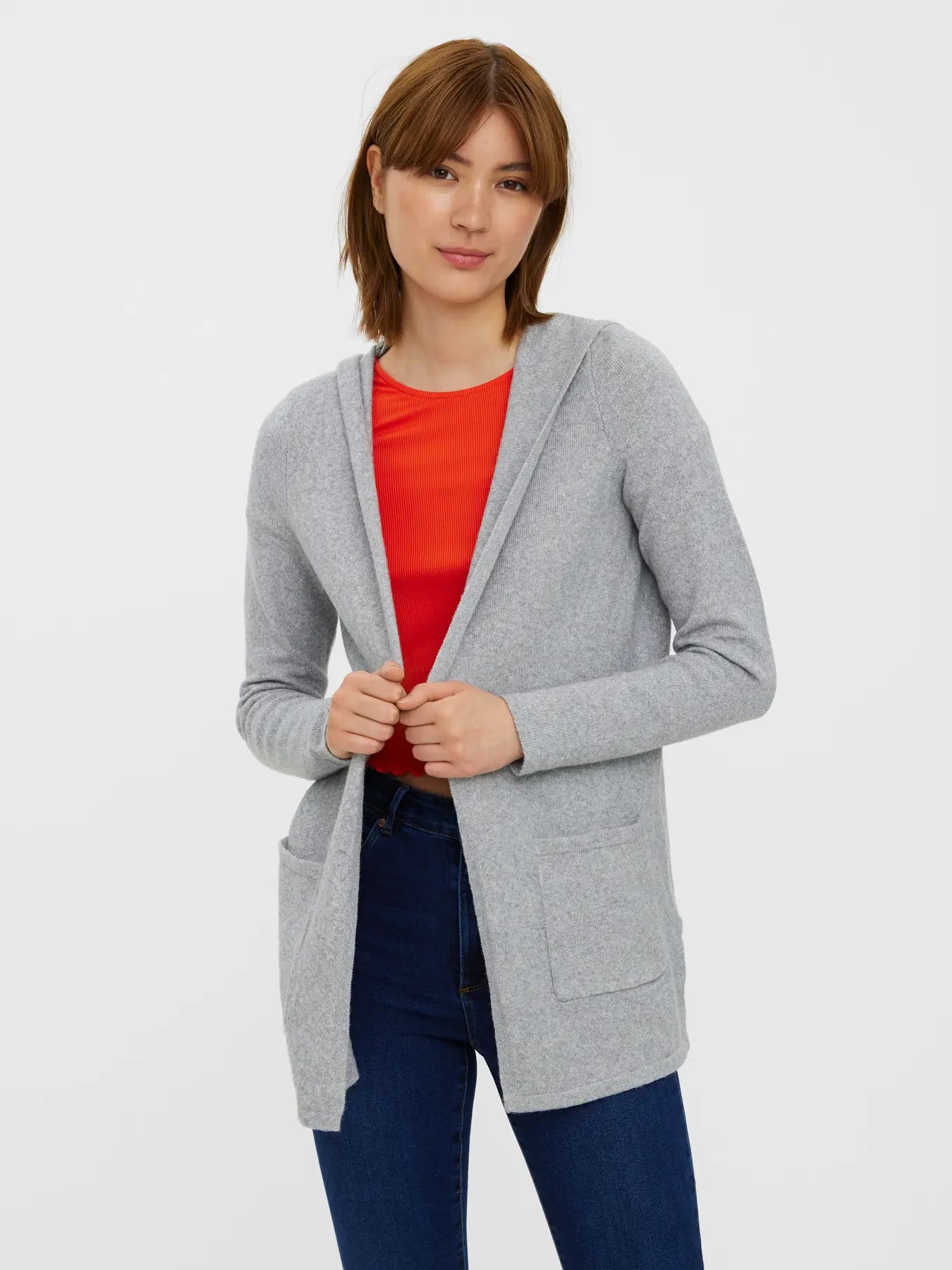 Vero Moda - Cardigan Open Hood 'VMDOFFY' - Grigio