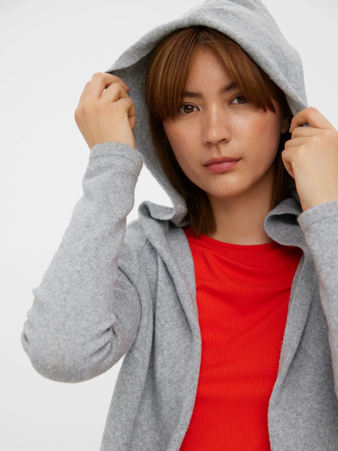 Vero Moda - Cardigan Open Hood 'VMDOFFY' - Grigio