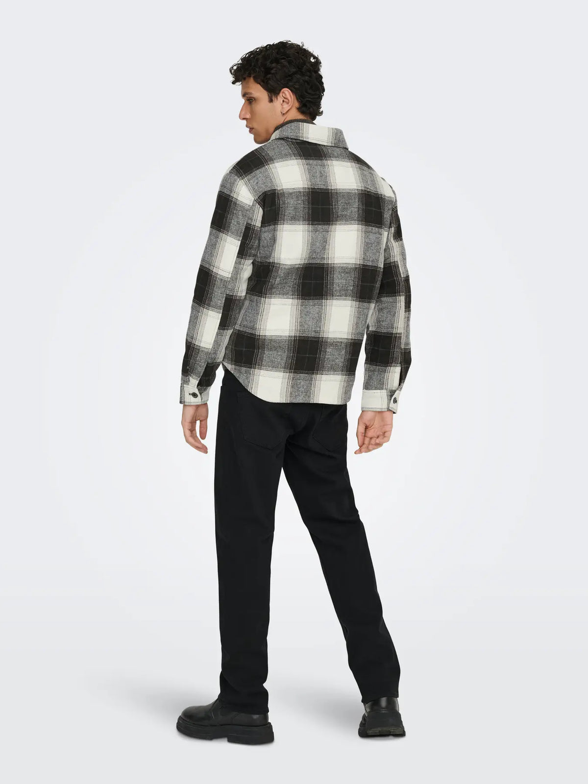 ONLY & SONS GIACCA A QUADRI "ONSZACK" - Nero/panna