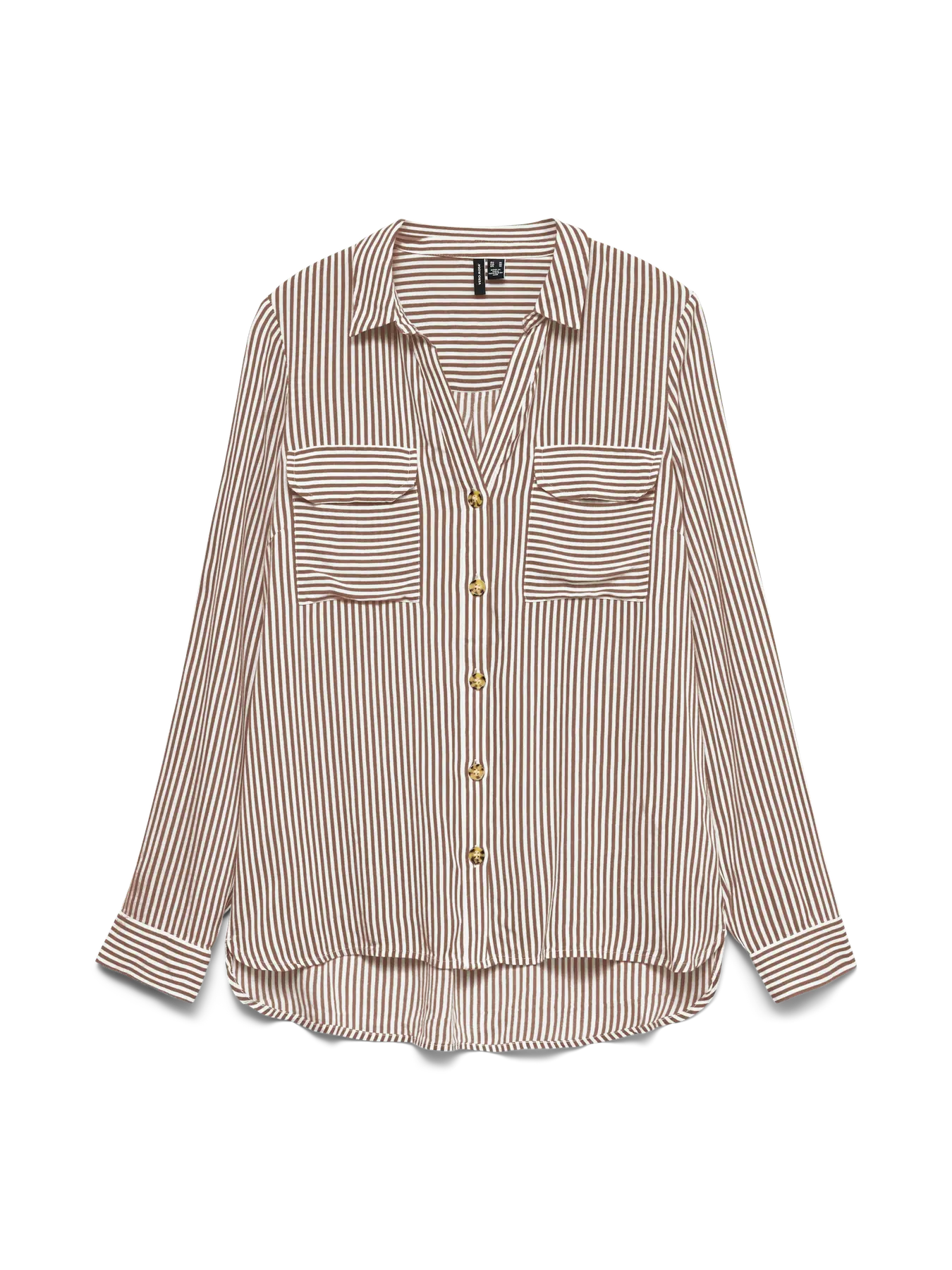 VERO MODA Camicia da donna a righe VMBUMPY - Marrone chiaro