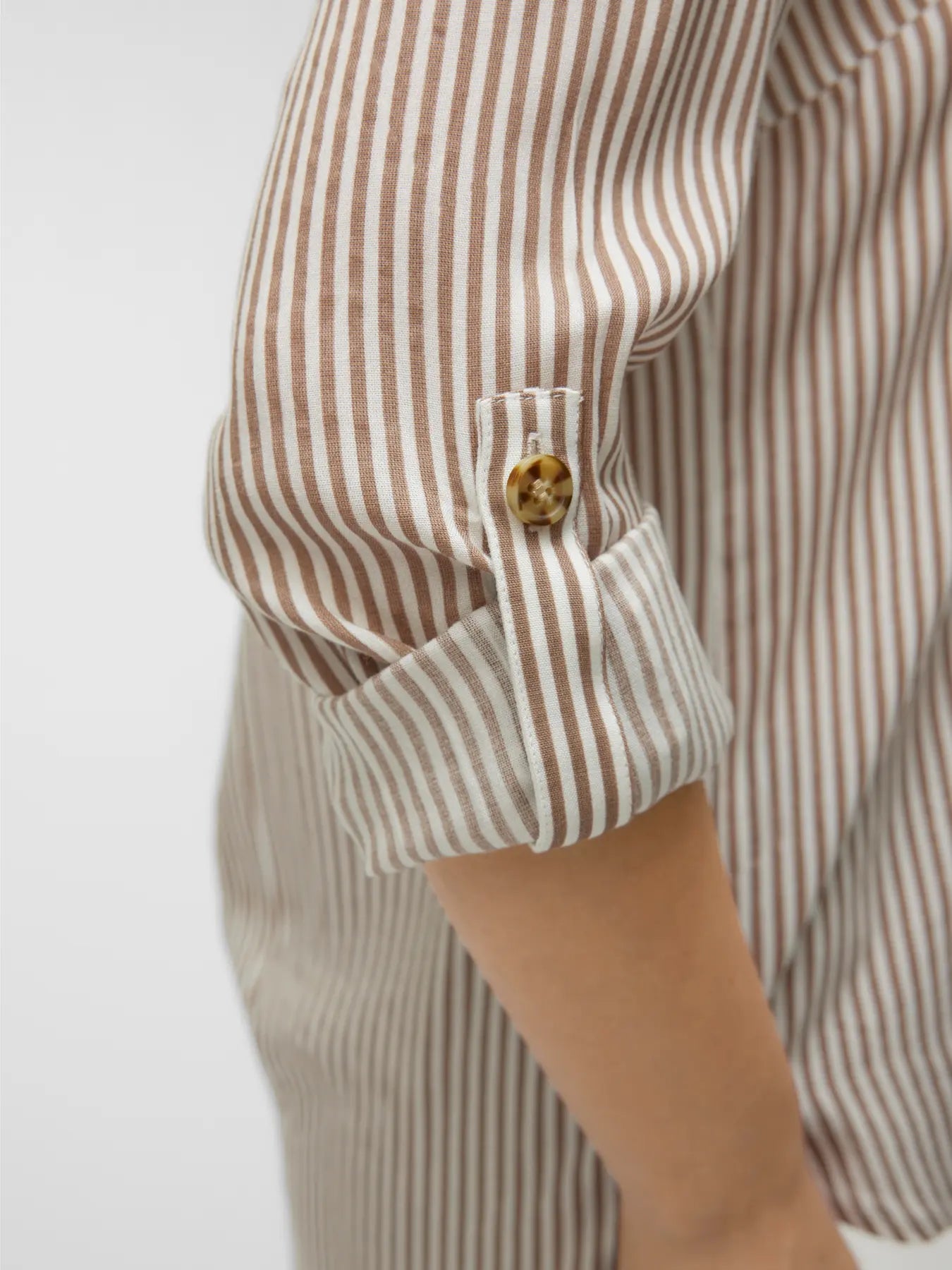 VERO MODA Camicia da donna a righe VMBUMPY - Marrone chiaro