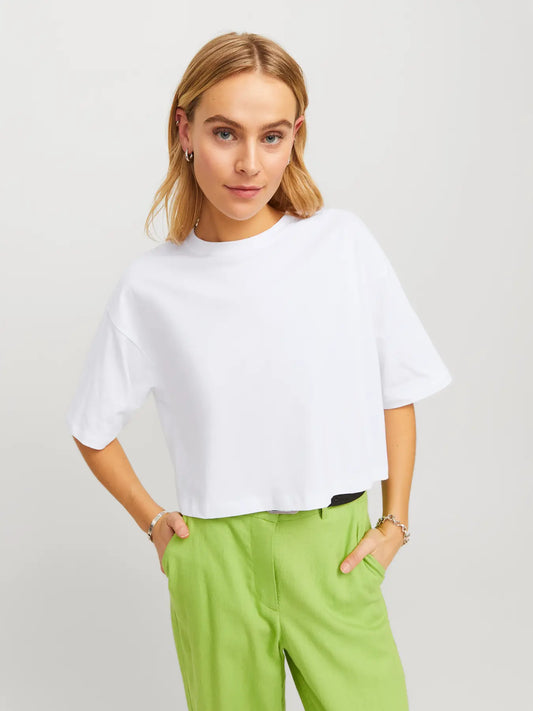 JXANDREA LOOSE SS CROPPED TEE JRS NOOS - Col. bianco