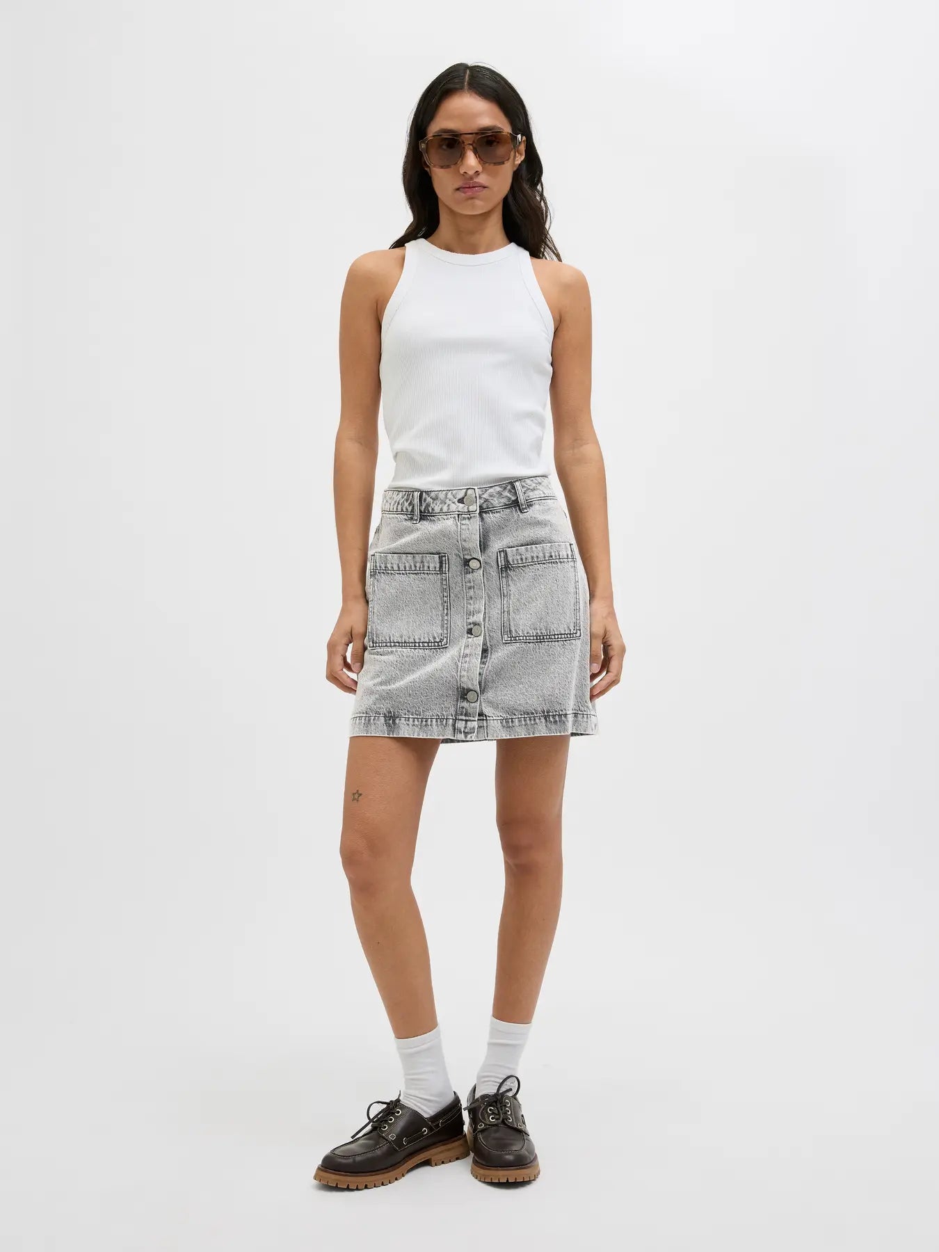JXSANDY SHORT MW PKT DENIM SKIRT DNM LN