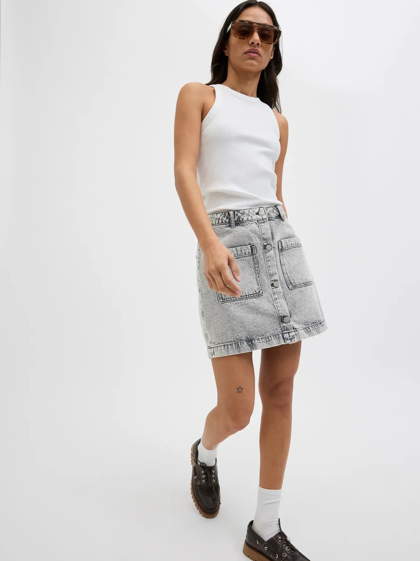 JXSANDY SHORT MW PKT DENIM SKIRT DNM LN