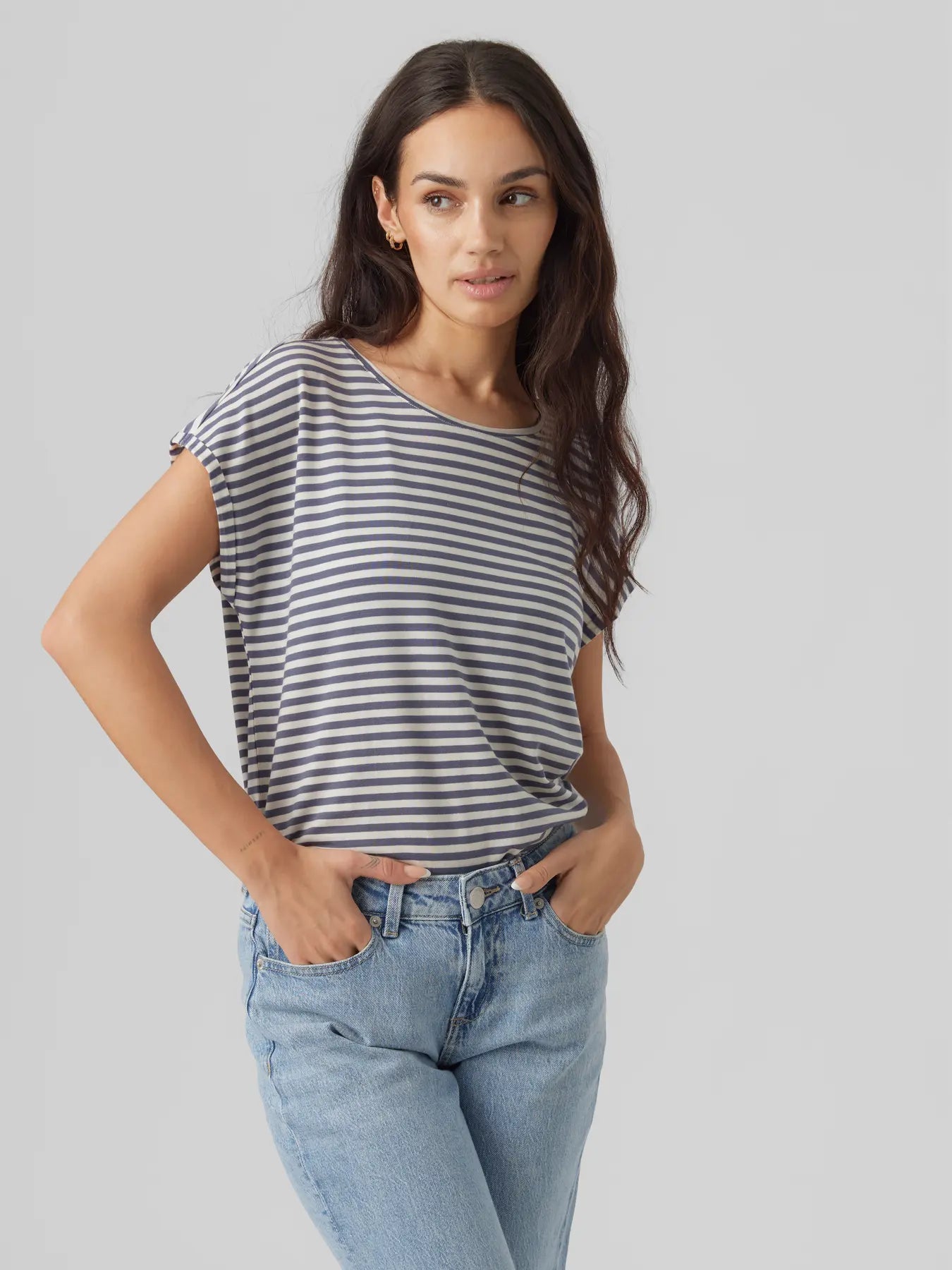 Vero Moda - T-shirt oversize a righe blu