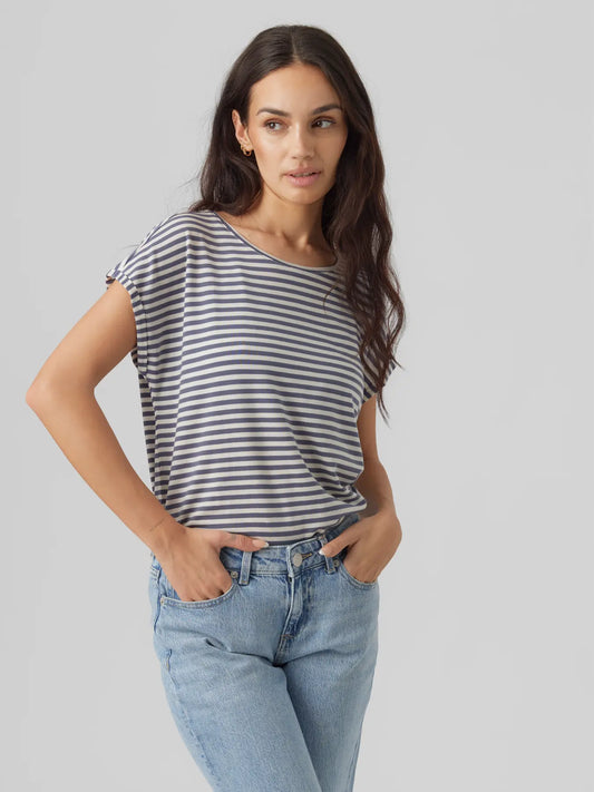 Vero Moda - T-shirt oversize a righe blu