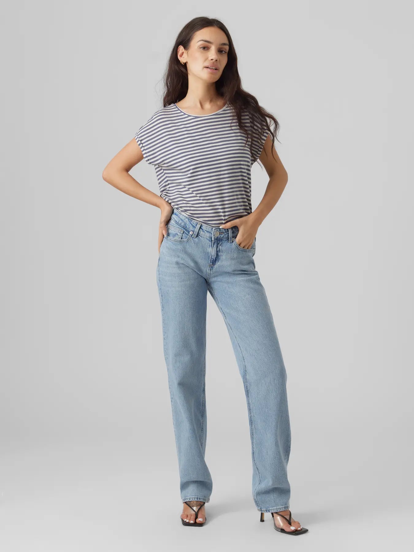 Vero Moda - T-shirt oversize a righe blu