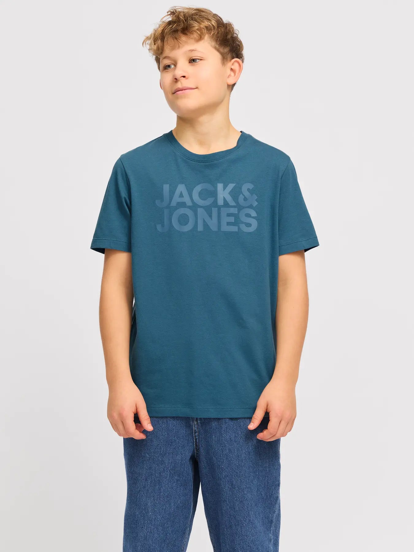 JACK & JONES JUNIOR T-SHIRT CON LOGO - Col. Verde acqua