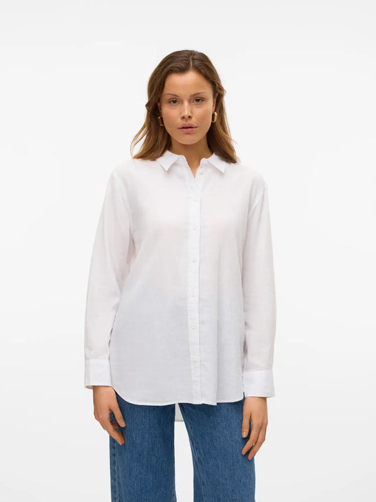 VERO MODA Camicia in lino da donna 'VMLINN' - col. Bianco