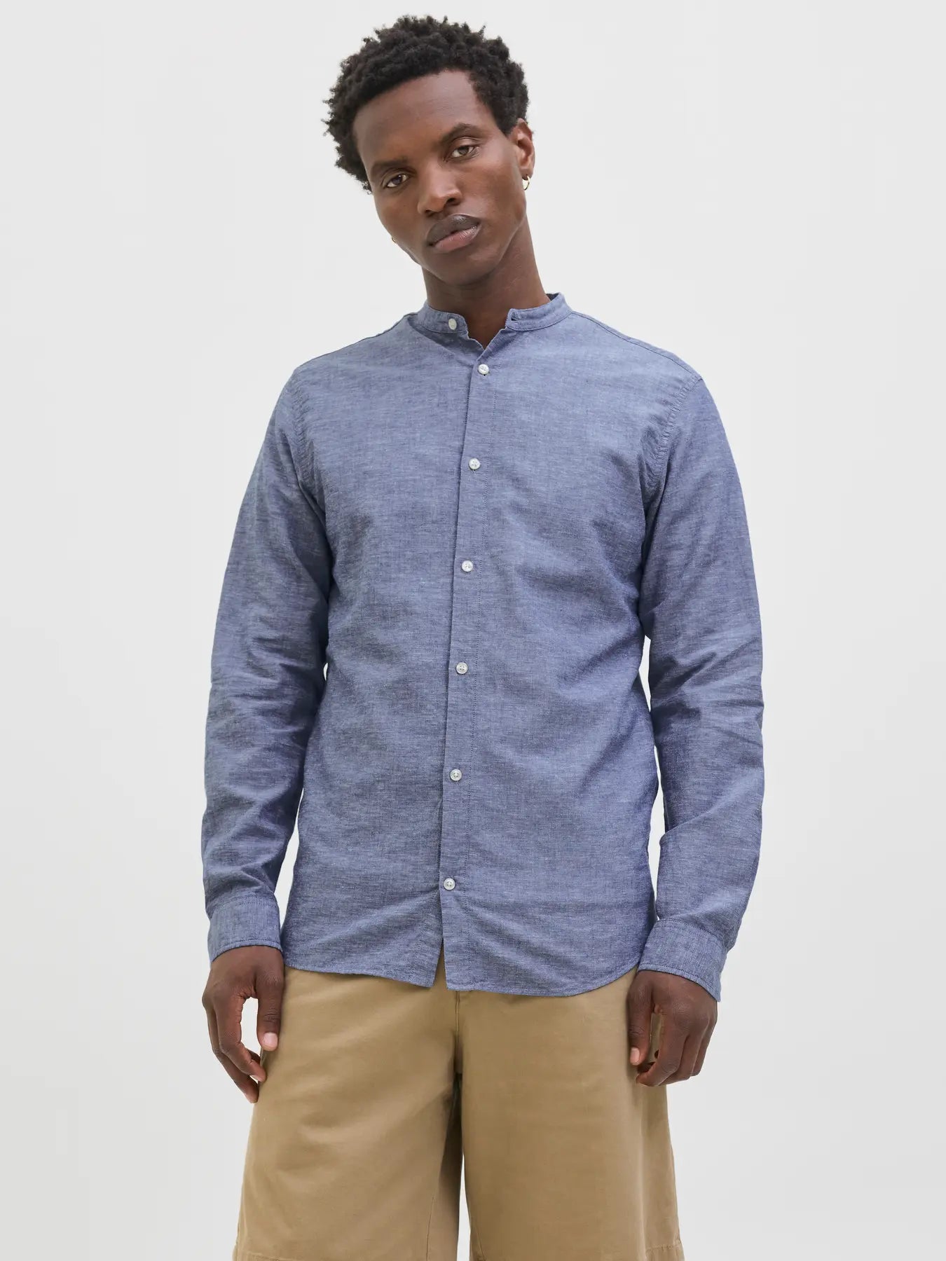 JACK & JONES CAMICIA COREANA IN MISTO LINO - Col. Denim