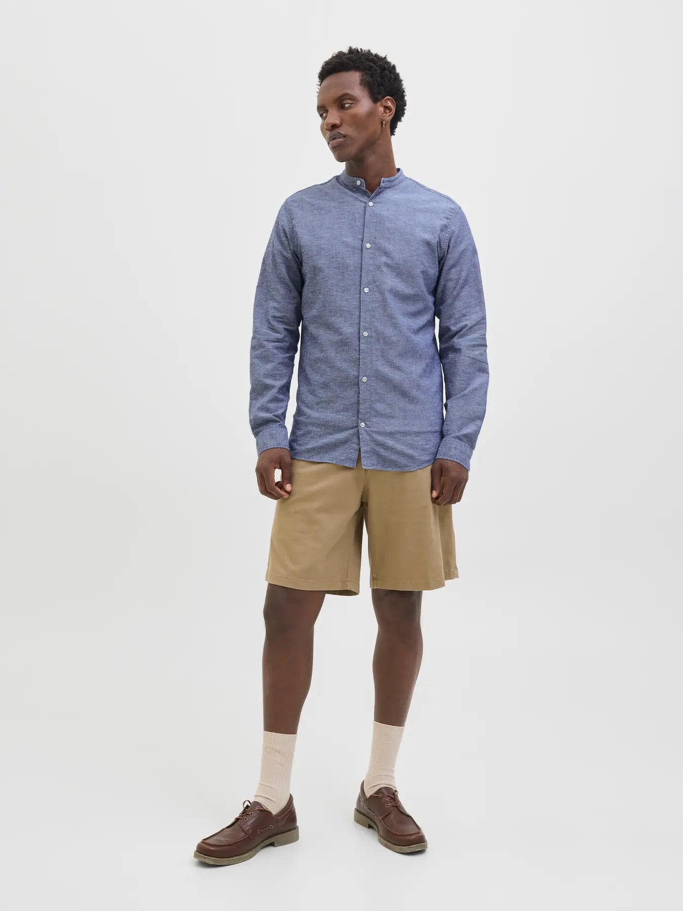 JACK & JONES CAMICIA COREANA IN MISTO LINO - Col. Denim