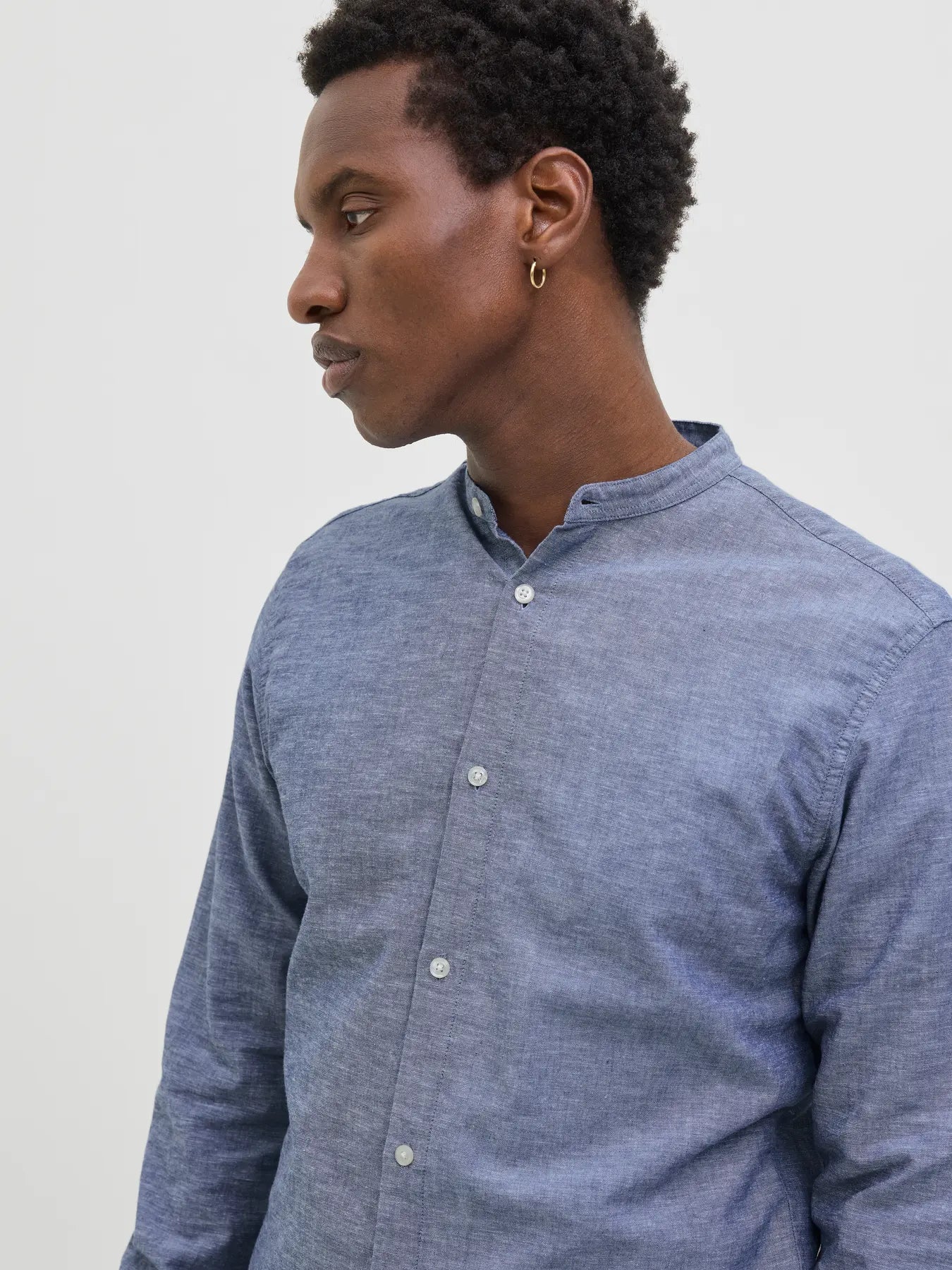 JACK & JONES CAMICIA COREANA IN MISTO LINO - Col. Denim