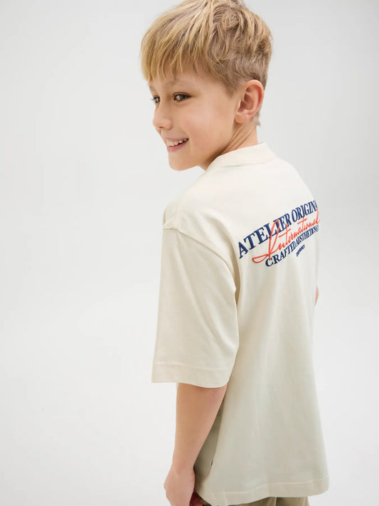 JACK & JONES JUNIOR T-SHIRT ATELIER - Bianco panna