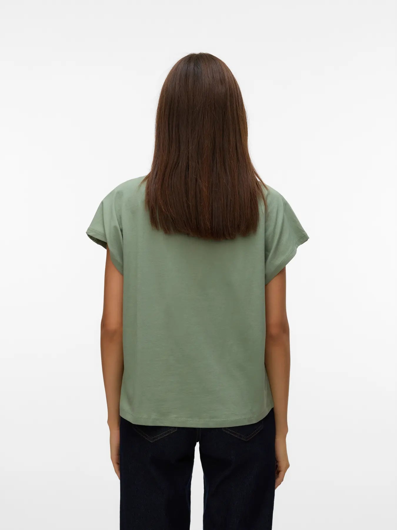 Vero Moda - T-shirt basic con ricamo EMMY - col. verde