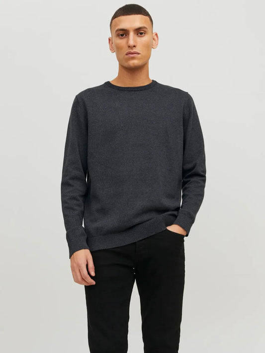 JACK & JONES MAGLIONE GIROCOLLO BASIC  - Col. Grigio