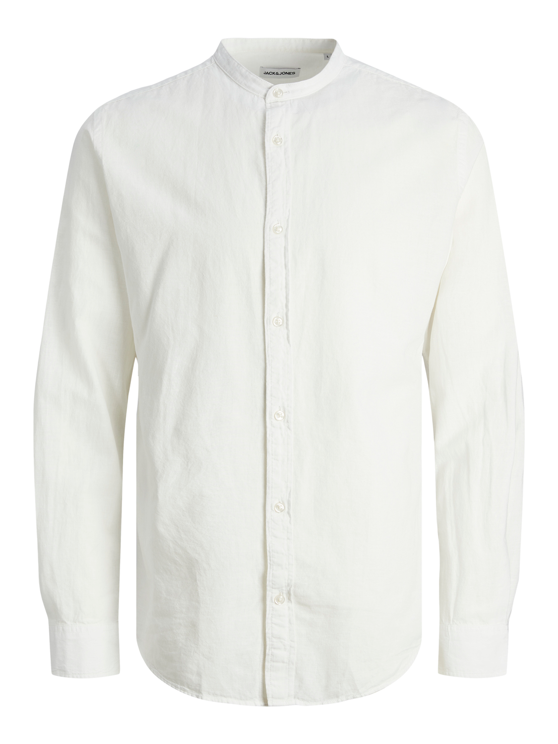 JACK & JONES CAMICIA IN MISTO LINO COLLO COREANA - Col. Bianco