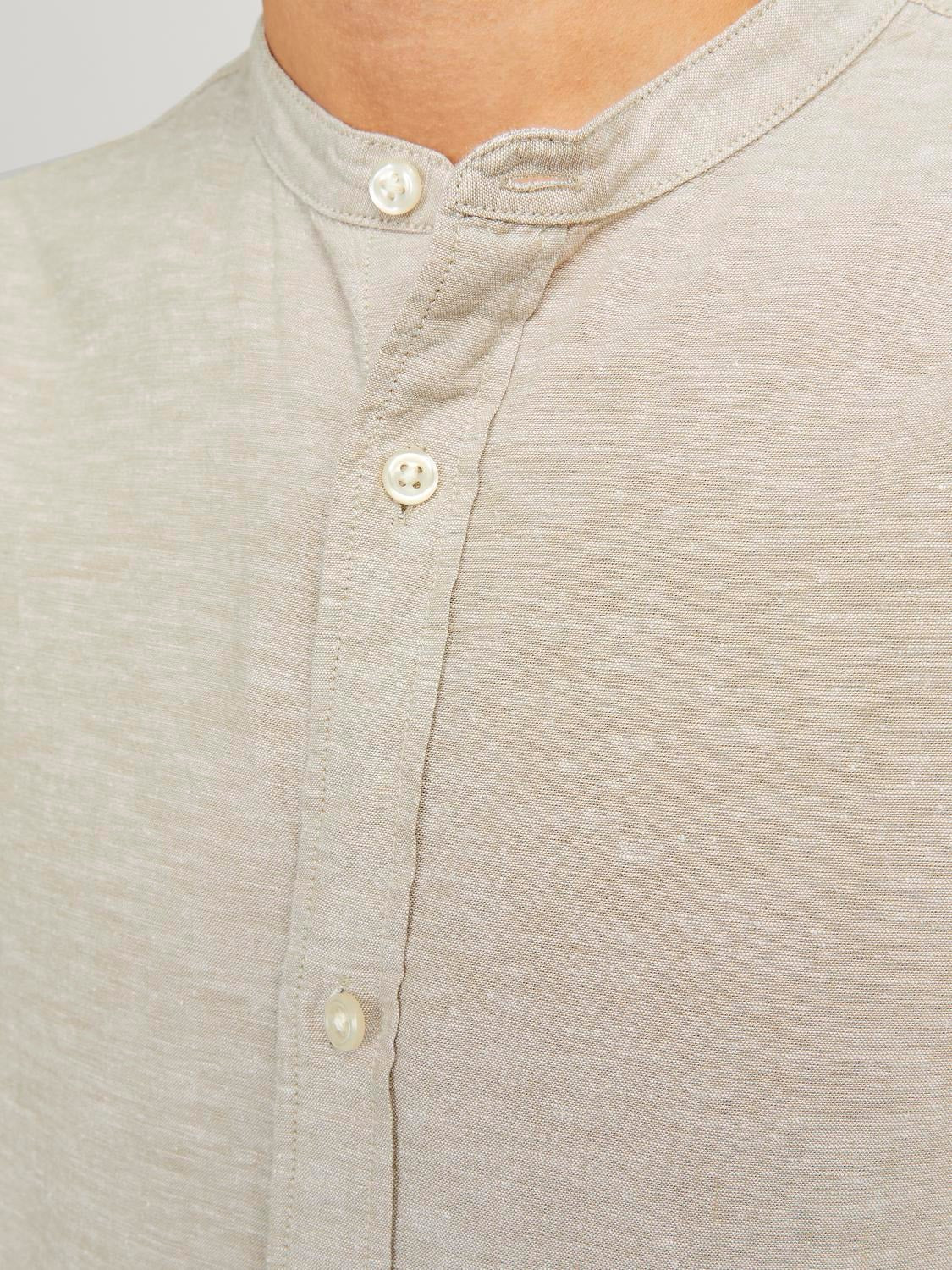 JACK & JONES CAMICIA IN MISTO LINO COLLO COREANA - Col. Beige