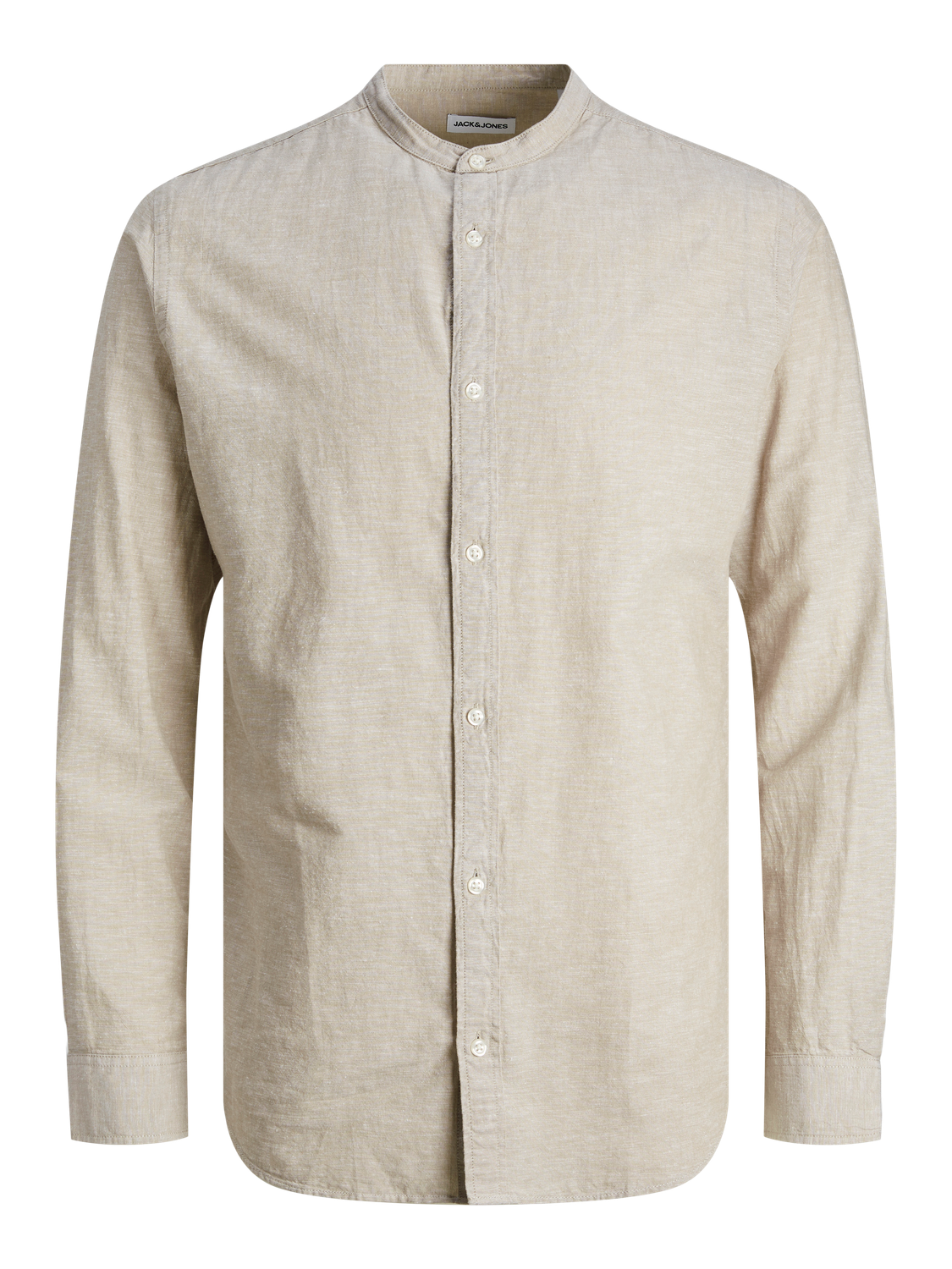 JACK & JONES CAMICIA IN MISTO LINO COLLO COREANA - Col. Beige