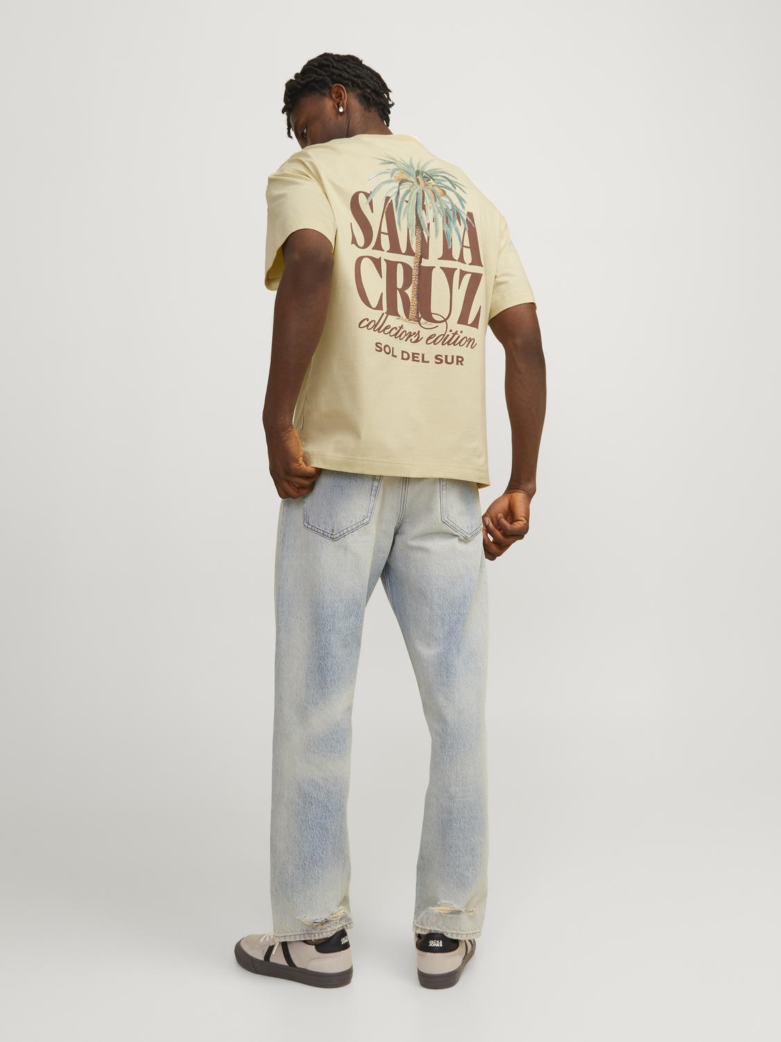 JACK & JONES T-SHIRT SANTA CRUZ - Italian Straw