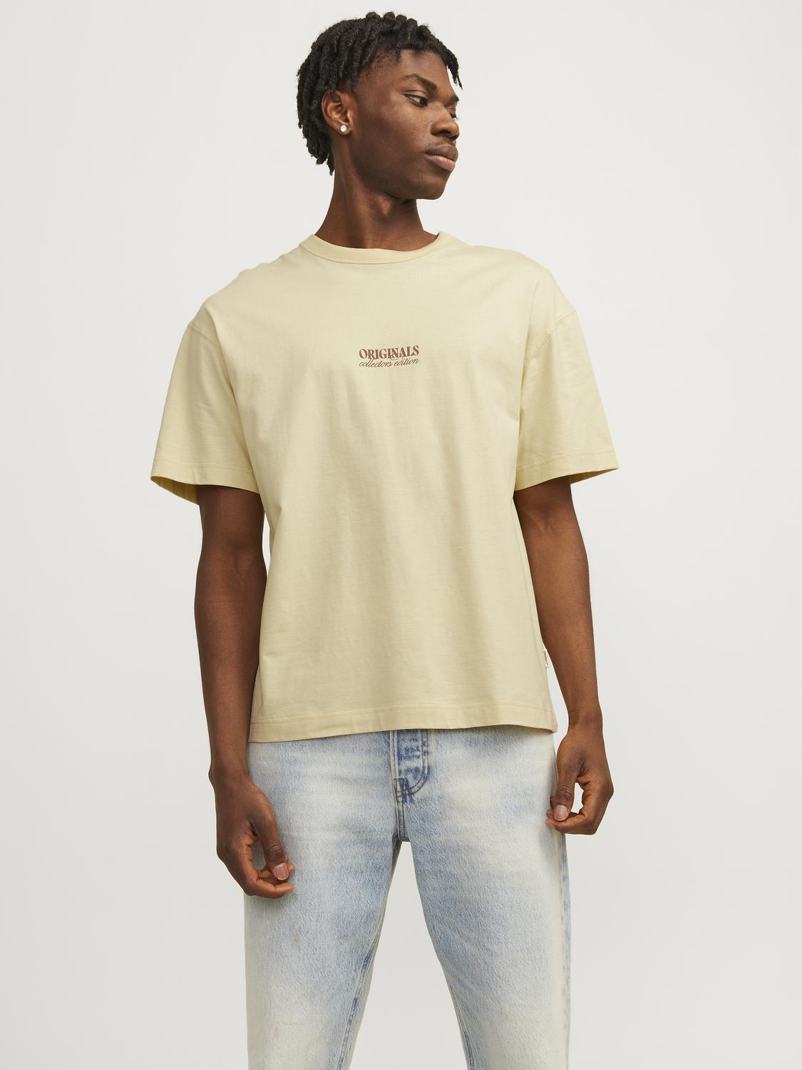 JACK & JONES T-SHIRT SANTA CRUZ - Italian Straw