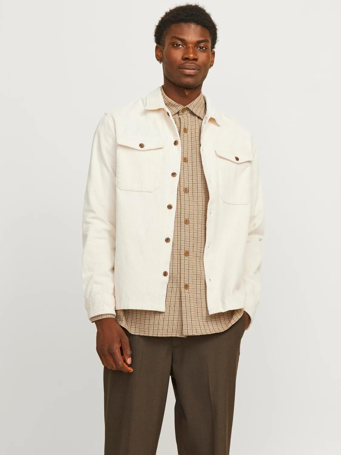 JACK & JONES GIACCA CAMICIA IN VELLUTO - Col. Panna