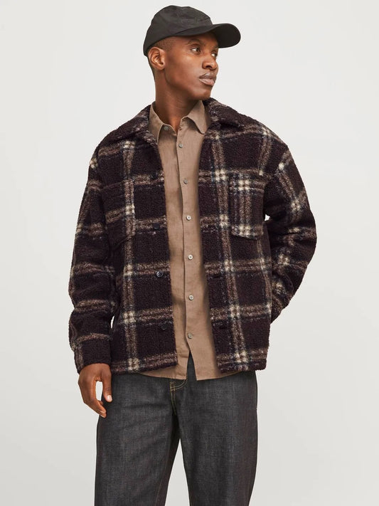 JACK & JONES GIACCA CAMICIA TEDDY - Col. Marrone