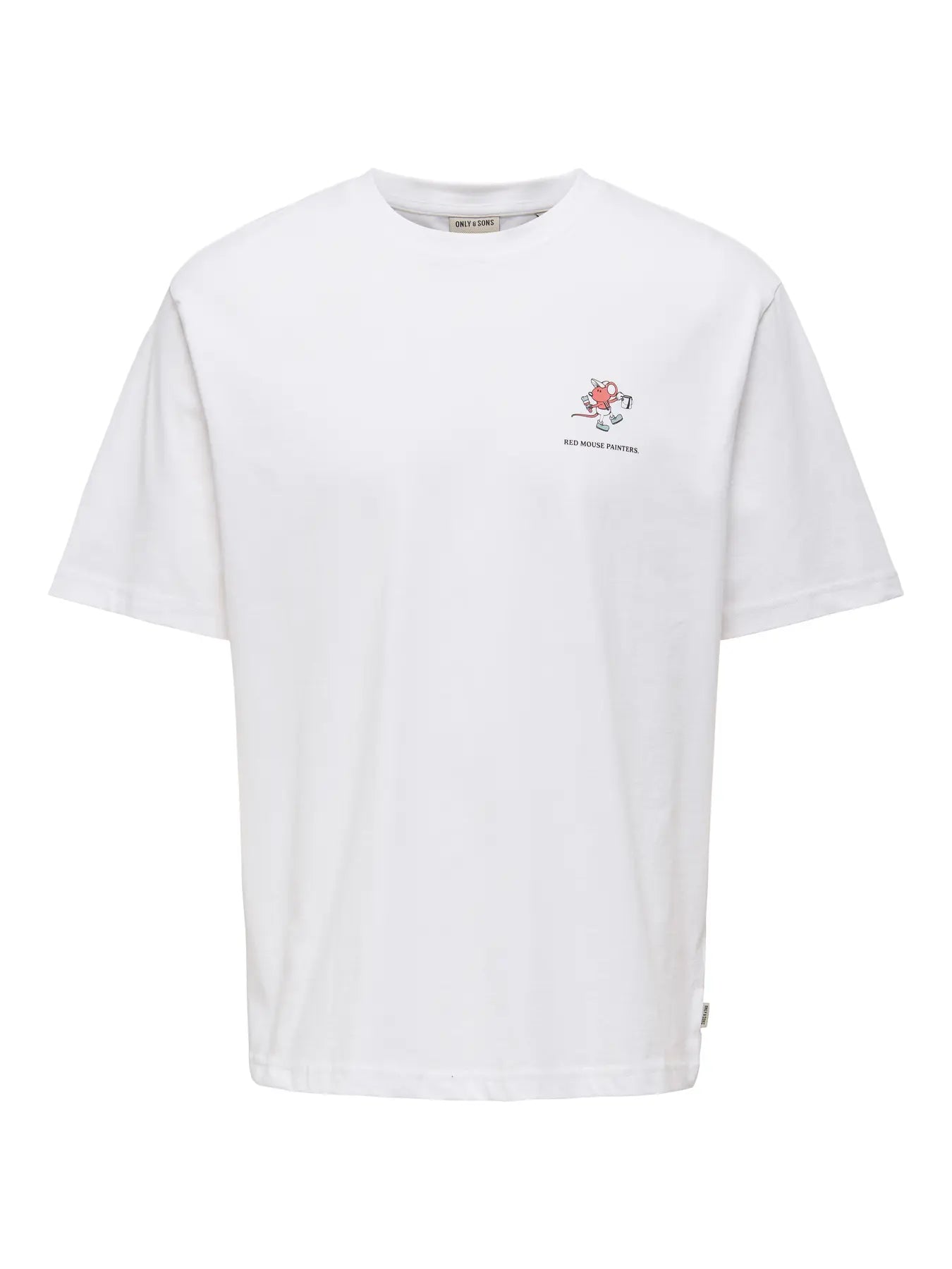 ONLY & SONS T-SHIRT RED MOUSE PAINTERS - Col. bianco