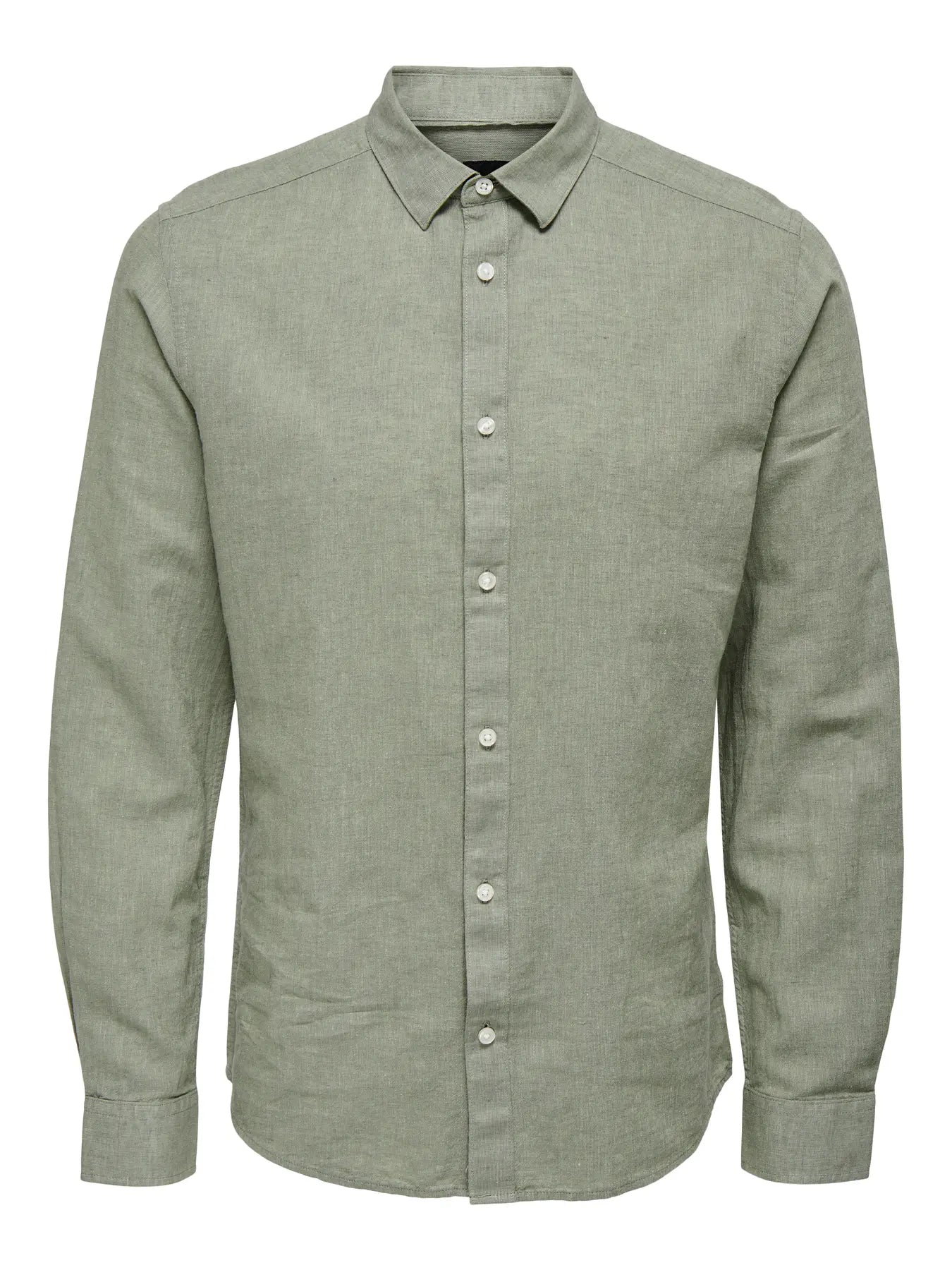 CAMICIA IN MISTO LINO SLIM FIT - col. Verde Acqua
